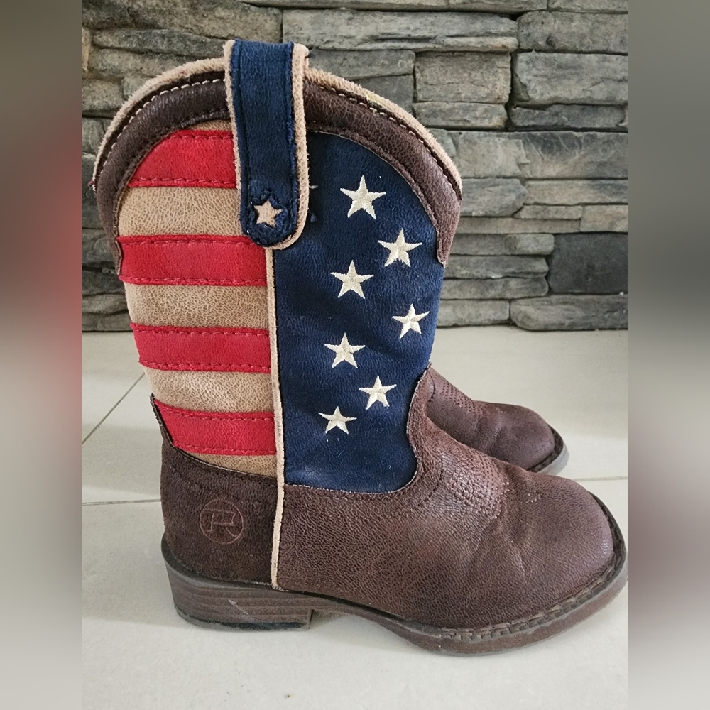 Roper Kids Boots in Brown, Red, and Blue